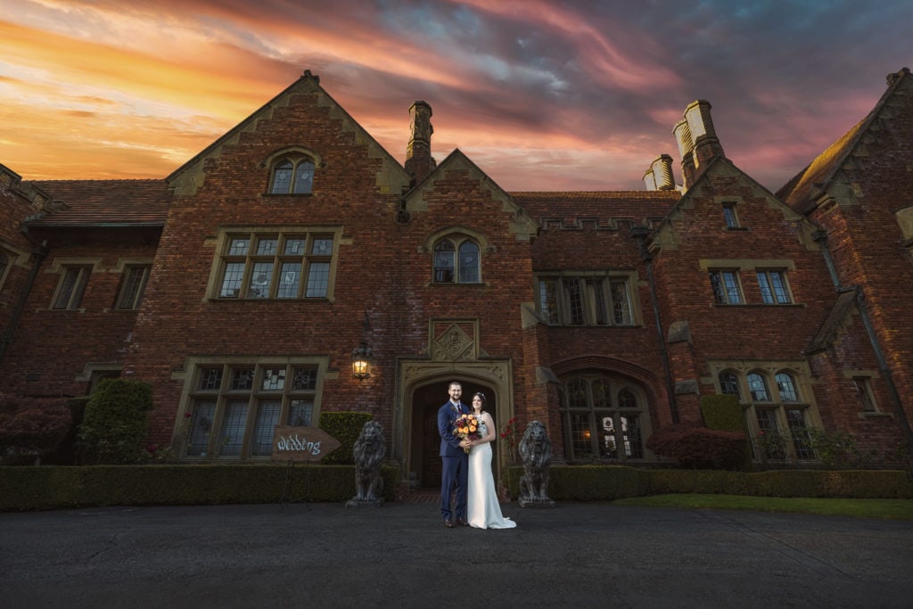 Wedding photographers take pictures of wedding couples at Thronewood castle